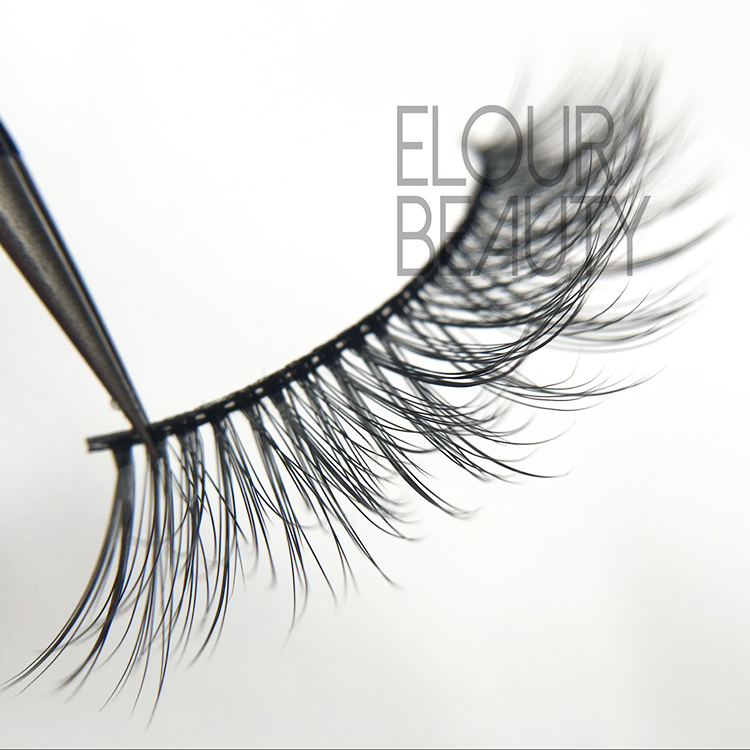 Cheap faux mink  3D invisible bands long eyelashes EJ55